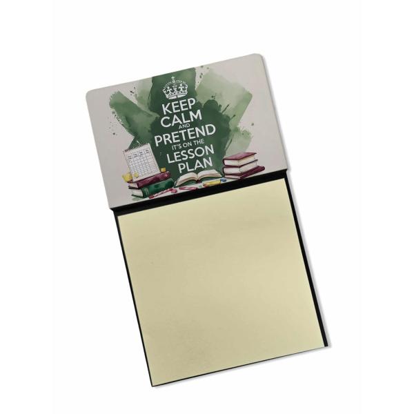 Caroline's Treasures Keep Calm and Pretend It's on The Lesson Plan Funny Sticky Note Holder for Teacher's Gift Refillable with 3x3 Notes