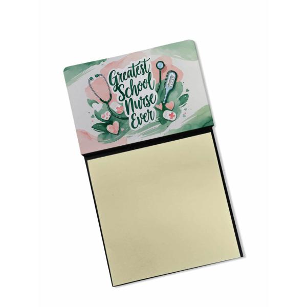 Caroline's Treasures Greatest School Nurse Ever Funny Sticky Note Holder for Teacher's Gift Refillable with 3x3 Notes