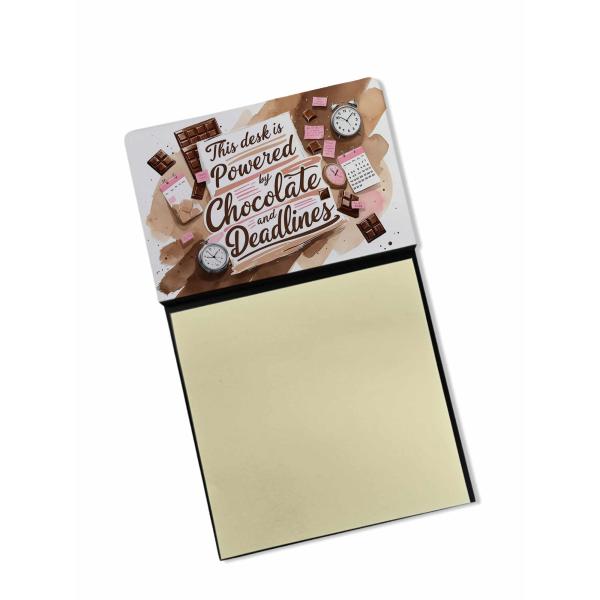 Caroline's Treasures This Desk is Powered by Chocolate and Deadlines Funny Sticky Note Holder for Teacher's Gift Refillable with 3x3 Notes