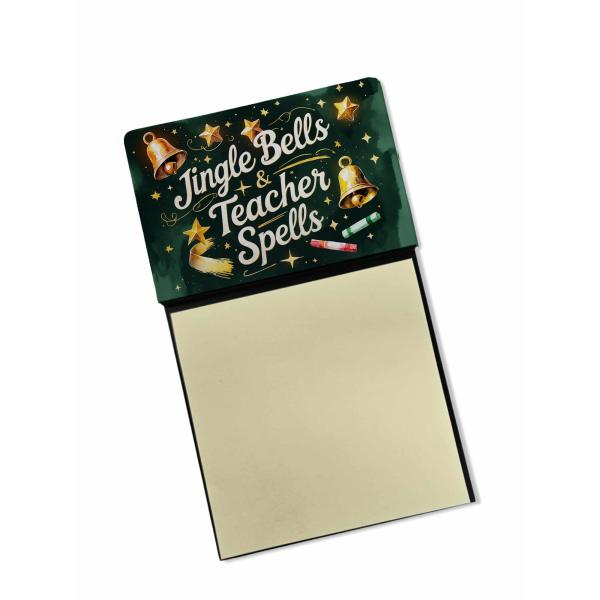 Caroline's Treasures Jingle Bells ＆ Teacher Spells Funny Sticky Note Holder for Teacher's Gift Refillable with 3x3 Notes
