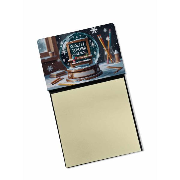 Caroline's Treasures Coolest Teacher of The Season Funny Sticky Note Holder for Teacher's Gift Refillable with 3x3 Notes