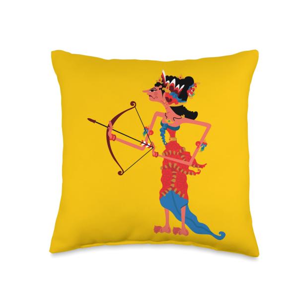 Wayang Empowerment: Dewi Srikandi, Indonesia's Warrior Queen Throw Pillow
