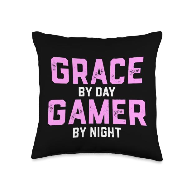 Grace Gamer Girl Halloween Costume for Gen Z Gaming Grace Throw Pillow