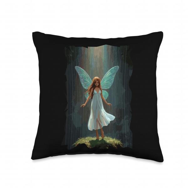 Spirit Forest Fairy Winged Dream Nature Trees Throw Pillow