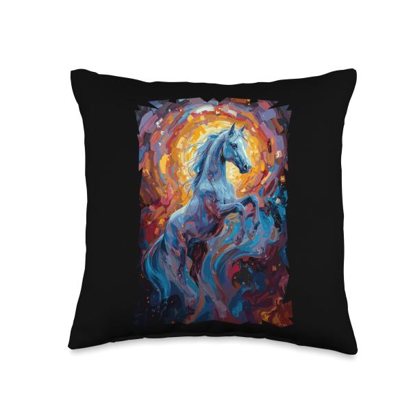 Stallion Mystic Equine Wild Horse Animal Mane Hobby Horsing Throw Pillow