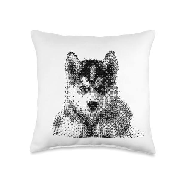 Cute Siberian Husky for Dog Mom and Paw Parents Throw Pillow