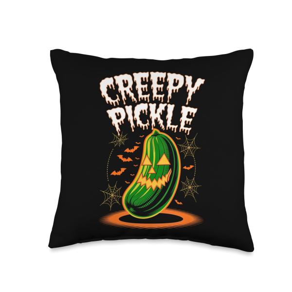 Funny Creepy Pickle Halloween Costume Spooky Men Women Kids Throw Pillow