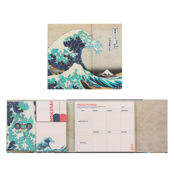 Grupo Erik Weekly Planner ＆ Sticky Notes Set - Hokusai | 5 Notepads In Different Sizes ＆ Envelope | Cute Sticky Notes, Cute Stationery Gifts, Japane