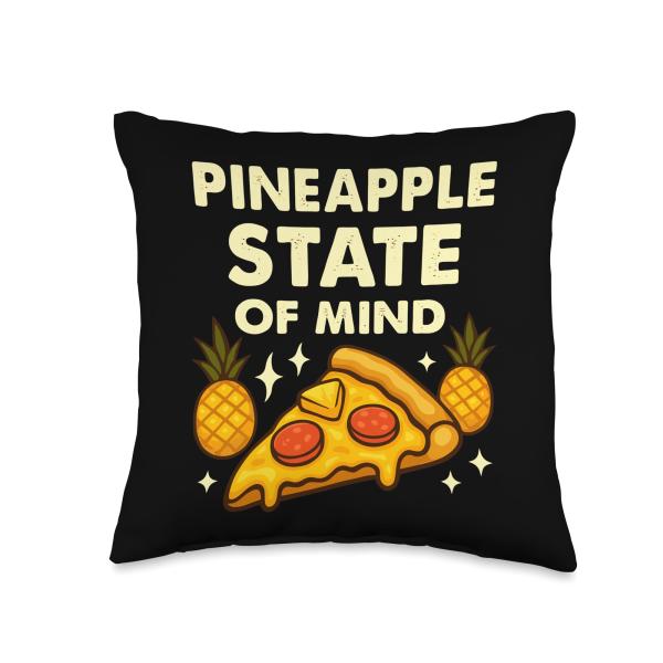 Pineapple State of Mind Funny Hawaiian Pizza Quote Throw Pillow