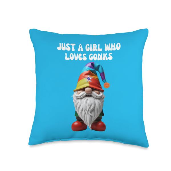 JUST A Girl WHO Loves GONKS Cute Funny Throw Pillow