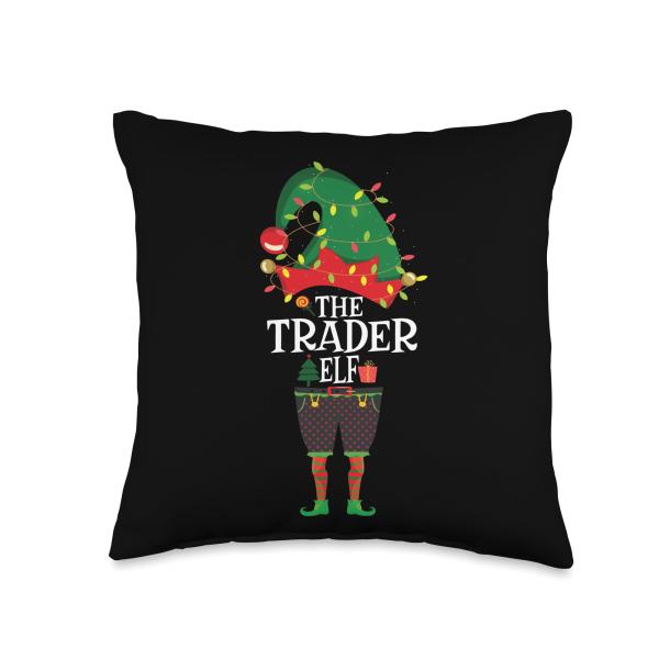 Christmas Elf Family Matching Group Funny The Elf Trader Throw Pillow