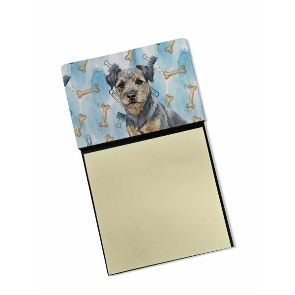 Caroline's Treasures Blue and Tan Border Terrier Coworker Watercolor Sticky Note Holder Refillable Dispenser Desk Accessory 3x3 Pad Gift