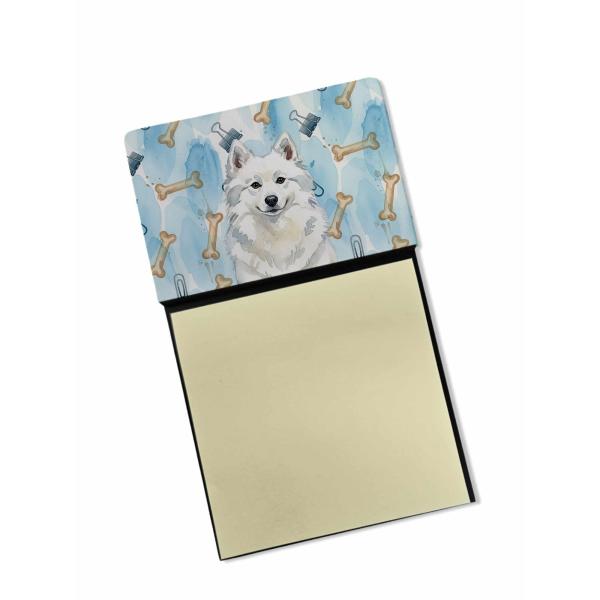 Caroline's Treasures American Eskimo Coworker Watercolor Sticky Note Holder Refillable Dispenser Desk Accessory 3x3 Pad Gift