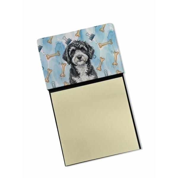 Caroline's Treasures Portuguese Water Dog Coworker Watercolor Sticky Note Holder Refillable Dispenser Desk Accessory 3x3 Pad Gift