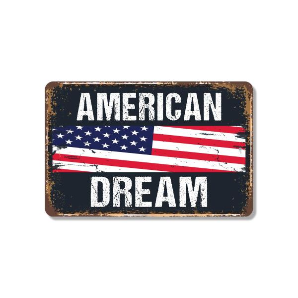 American Dream 13 Inch x 20 Inch Novelty Plastic Sign Work Hard Dream Bigger Durable Weatherproof UV Protected Perfect for Offices Garages Classrooms