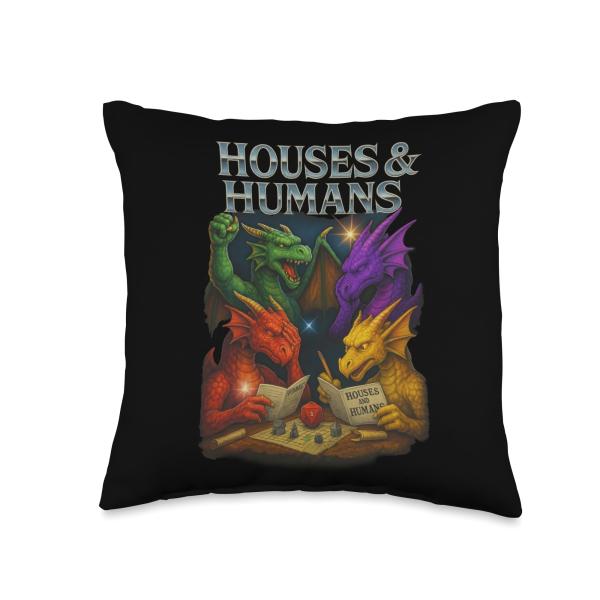 Houses and Humans Funny Novelty RPG Gamers Men Women Kids Throw Pillow