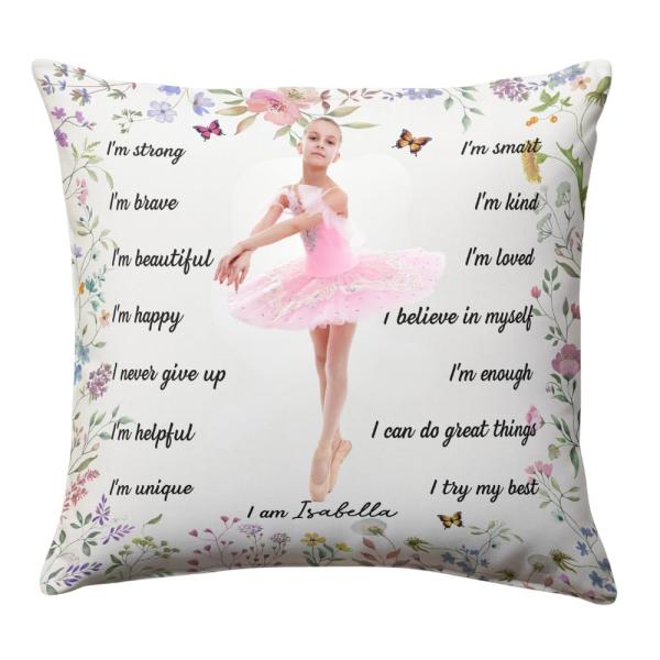 I'm A Ballerina - Personalized Pillow, Ballet Throw Pillow Cover Cute Girl Princess Ballerina Dancer Skirt Gymnastic Home Decor Pillowcase, Ballerina