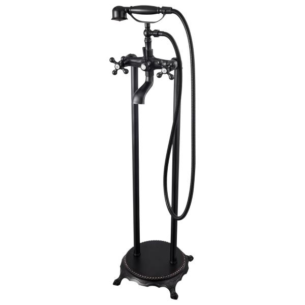 VEVOR Clawfoot バスタブ蛇口、ハンドヘルドシャワー付き自立式浴槽蛇口、ヴィンテージオイル磨きブロンズ浴槽フィラー蛇口シャワーキット、360°回転スパウト＆