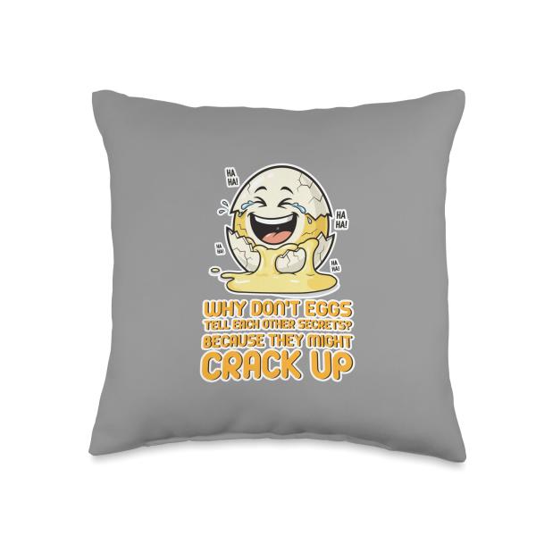 Egg Crack Up Pun Humor Dad Joke Funny Statement Throw Pillow