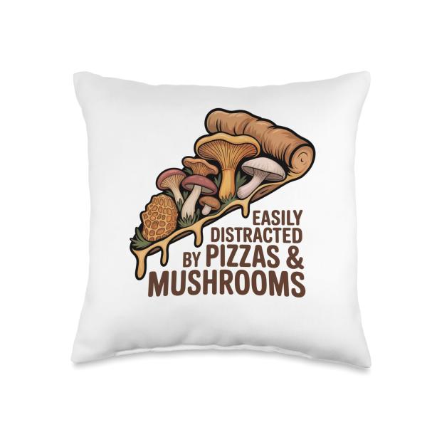 I Love Pizza Slice of Pizza Costume Mushrooms Mens Pizza Throw Pillow