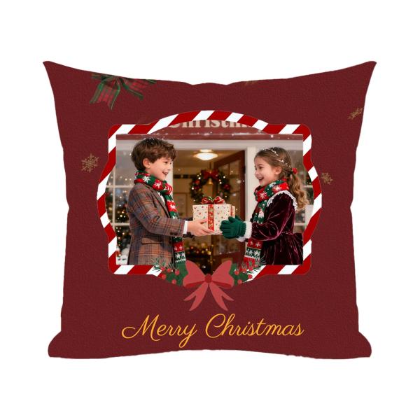 Umitive Personalised Christmas Pillow with Photo, Custom for Women/Men/Family, Removable Cover with or Without Insert, Multiple Sizes (Style A)