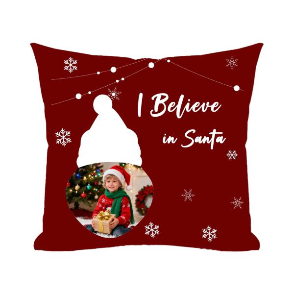 Umitive Personalised Christmas Pillow with Photo, Custom for Women/Men/Family, Removable Cover with or Without Insert, Multiple Sizes (Style C)