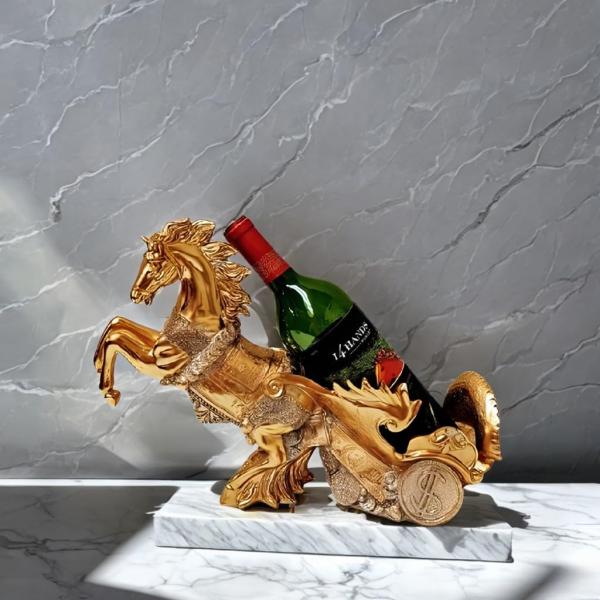ICE Armor 14" W Majestic Horse Chariot Wine Holder Figurine Statue Sculpture Ornament Decoration Home/Room Decor and Gift Ideas for Housewarming, Holi