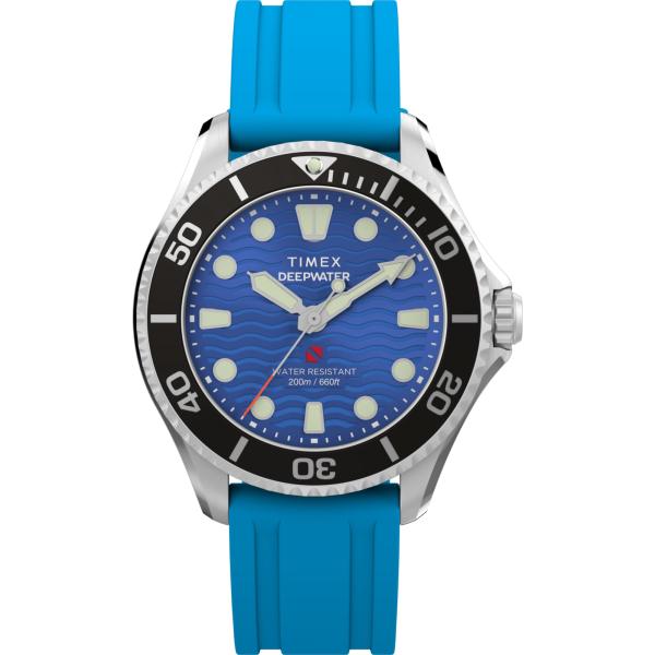Timex Unisex Deepwater Meridian 200 38mm Watch - Blue Two- Piece Quick Release Blue Dial Stainless Steel Case