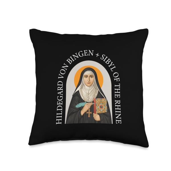 Saint Hildegard of Bingen Mystic Nun Inspirational Art Throw Pillow