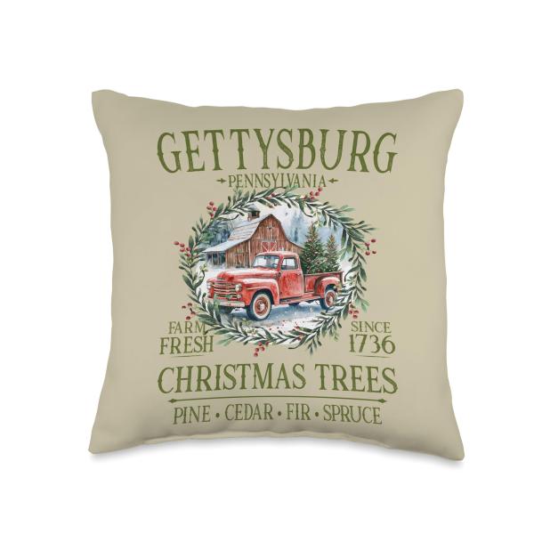 Gettysburg Pennsylvania Farm Fresh Christmas Trees Green Throw Pillow