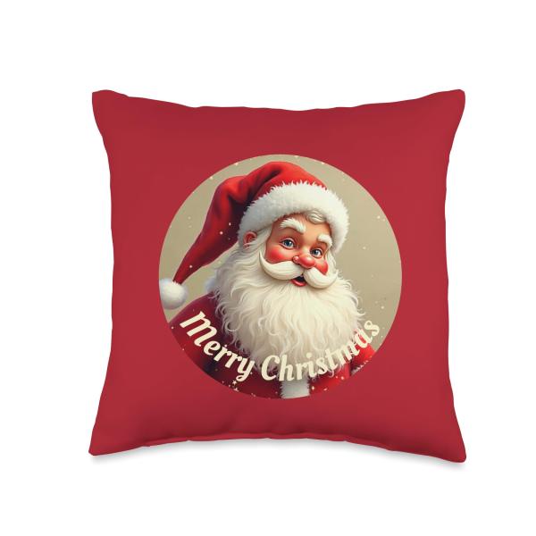 Merry Christmas Classic Santa Claus Holiday Throw Pillow