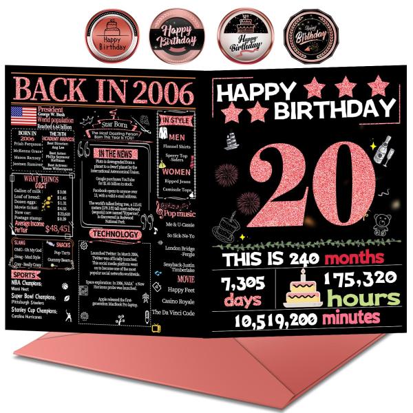 Joycard 20歳バースデーカード 2006年生まれ 娘・孫娘へ 300gsm高品質紙 8×10インチ 封筒付き