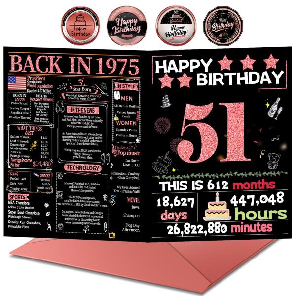 51歳の誕生日カード 封筒付き 51歳の誕生日デコレーション 女性への誕生日プレゼント 母親への誕生日プレゼント 51歳の妻へのハッピーバースデーカー