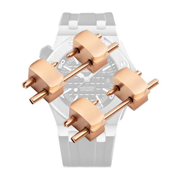 hengfento2 Head Grain Compatible To Audema Pigue AP Royal Oak Offshore 15710 15720 Rubber Watch Strap Stainless Steel (4.5mm Rose Gold)