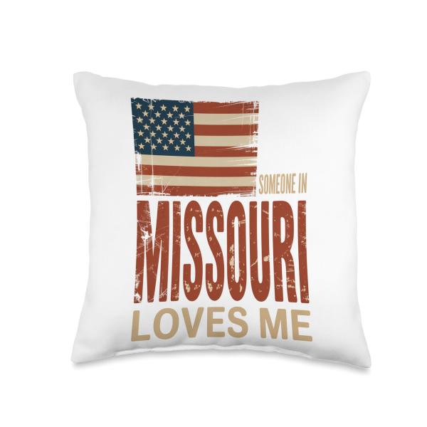 Someone in Missouri Loves Me US Flag Throw Pillow