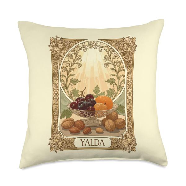 Yalda Nuts and Fruit Chelle Night Winter Solstice Throw Pillow