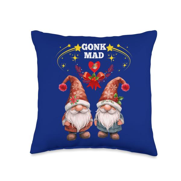 GONK MAD Funny GONKS Gnomes Throw Pillow