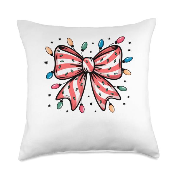 Christmas Tree - Cake - Christmas Bow Throw Pillow