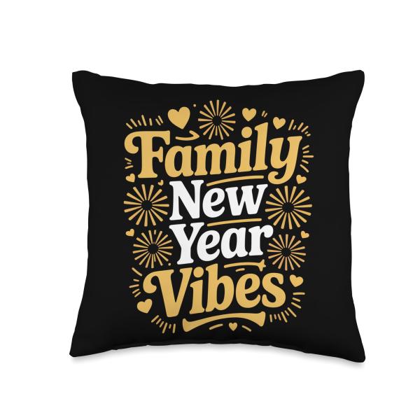 Family New Year 2026 Matching Party Crew Throw Pillow