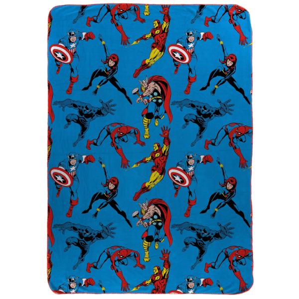Jay Franco Kids Plush Throw Blanket - Soft ＆ Cozy Fleece Throw for Bedroom ＆ Couch D〓cor, Official Licensed Product, Blue - Marvel Comics, 46x60 -