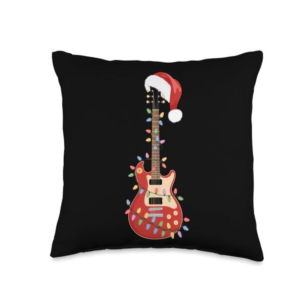 This is My Christmas Pajama Shirt Guitar Lovers Holiday Fun Throw Pillow