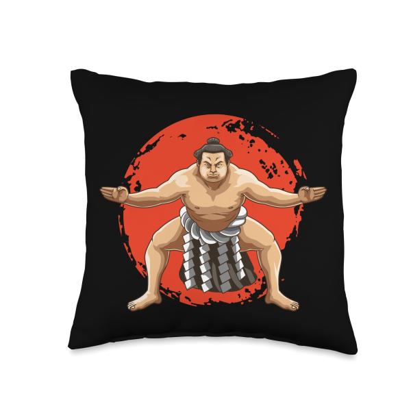 Japanese Wrestling Sumo Sport Warrior Stance Throw Pillow