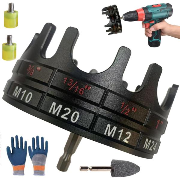 Nut Spinning Drill Attachment, Upgraded Hex Shank Nut Runner for 1/4" 3/8" 1/2" 13/16" 1" 1-1/4" Threaded Rods, M6-M30 Universal, Nut Remover Bolt Ext
