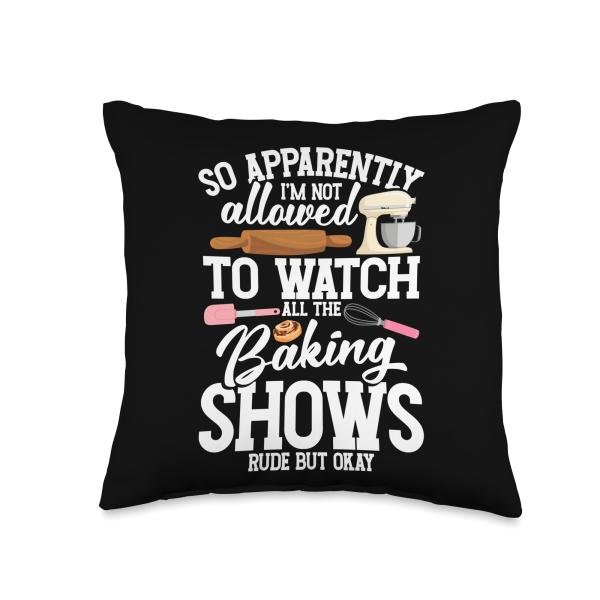 Cake Baking Show Enthusiast Cupcake Watch All Baking Show Throw Pillow