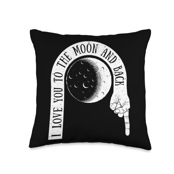 Cool Space Love Graphic Design Tees, I Love You to The Moon Throw Pillow