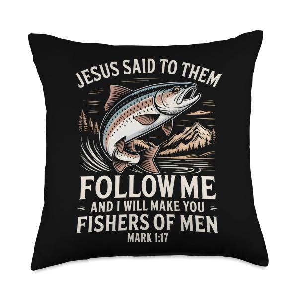 Fishers of Men Christian Mark 1:17 Bible Verse Throw Pillow