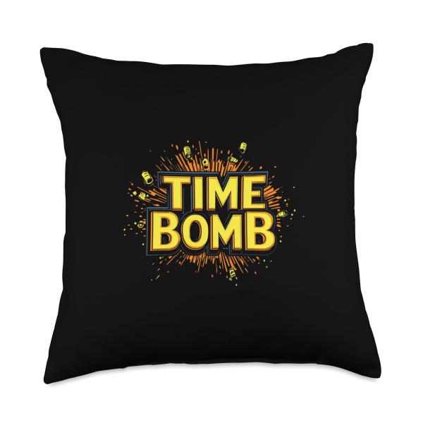 Vibrant Time Bomb Speech Emblem Throw Pillow