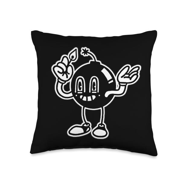 Ticking Time Bomb Cartoon Throw Pillow