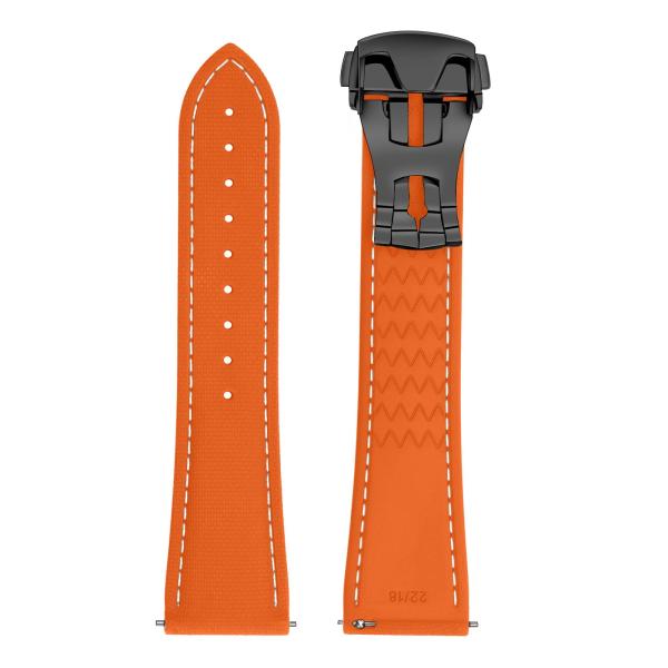ULLCHRO Watch Strap Watch Band 20mm 22mm Man Waterproof Quick Release Bands Sport Replacement Strap Soft FKM Rubber Watchband (24mm, Orange)