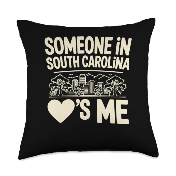 Someone in South Carolina Loves Me Skyline Throw Pillow